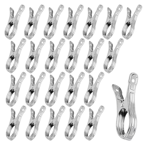 HLIWS Große hängende Stöpsel-25 Stück Handtuch Klammer, Edelstahl Strand Handtuch Clips, Windbeständig, für Strandtuch, Bettwäsche und Dicke Kleidung(9 * 1.1cm) von HLIWS