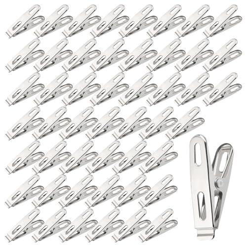 HLIWS Hängende Stöpsel-50 Stück Handtuch Klammer, Edelstahl Strand Handtuch Clips, Windbeständig, für Strandtuch, Bettwäsche und Dicke Kleidung(5 * 1.2cm) von HLIWS