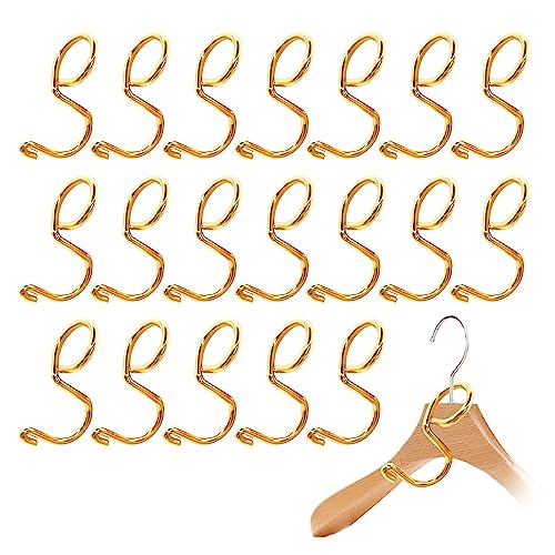 HLIWS Kleiderbügel Verbindungshaken - 20 Stück Gold Edelstahl platzsparende Kleiderbügel Verbindungsstücke,Kaskadenverbindungshaken von HLIWS