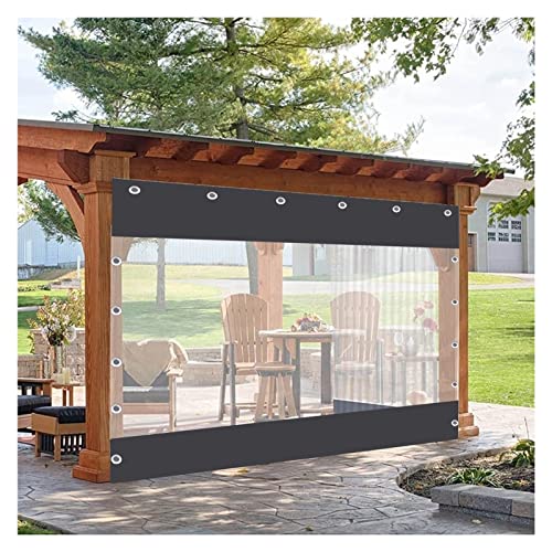 HLJPL Outdoor Vorhang mit Ösen Gardinen Outdoor Vorhänge für Terrasse Geeignet für Pavillons/Balkons/Garagen, Wetterfest Pergola Seitenvorhänge (Color : Transparent+grau, Size : 2x2m) von HLJPL