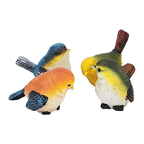 4 StüCk Mini Vogel Figur Deko KüNstliche VöGel Dekofigur Garten Aus Polyresin, VöGel Gartenfigur Deko Für Zuhause, Rasen, Garten, Hof, Ornamente (A) von HLJS