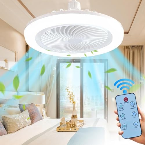 HLJS Deckenventilator mit Beleuchtung und Fernbedienung, 3Geschwindigkeiten Leiser Deckenlampe mit Ventilator, Dimmbar, Timer, 360-Grad-Drehung Ventilator Lampe für Schlafzimmer Wohnzimmer (2 Stück) von HLJS