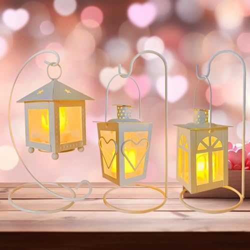 HLJS Vintage Kerzenhalter Mit LED Kerzen, Nordic Eisenkunst Kerzenständer Deko Schlafzimmer Wohnzimmer Badezimmer Tisch Deko Geschenke, Geschenk am Valentinstag Muttertag (A+B+C) von HLJS