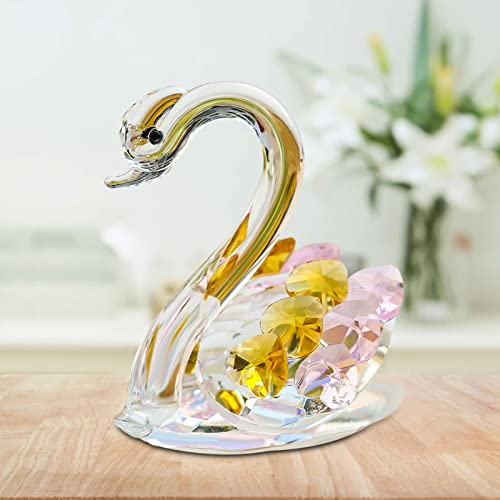 HLJS Schwan Deko Glas Kristall Schwan Deko Cute Crystal Swans Kristallfiguren Glasfiguren FüR Weihnachten Party Dekoration SammlerstüCk Oder Geschenk (A) von HLJS