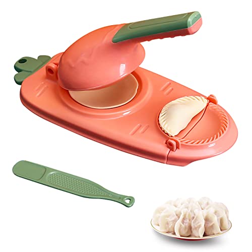 Teigtaschen Maker, 2 in 1 Dumpling Maker Machine, Manuelle Teigpresse, Knödelmaschine, Teigtaschenformen, Teigtaschen-Hautmacher, Hautverpackungen,Knödel Skin Maker Knödel Formen von HLJS