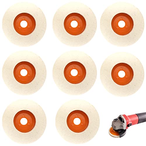 Wolle Polierscheibe, Polieraufsatz Winkelschleifer, Buffing Polierscheibe Pad für Bohrmaschine, Winkelschleifer Rotary Tool Schleifschleifen Tool (8 Stück 115mm) von HLJS