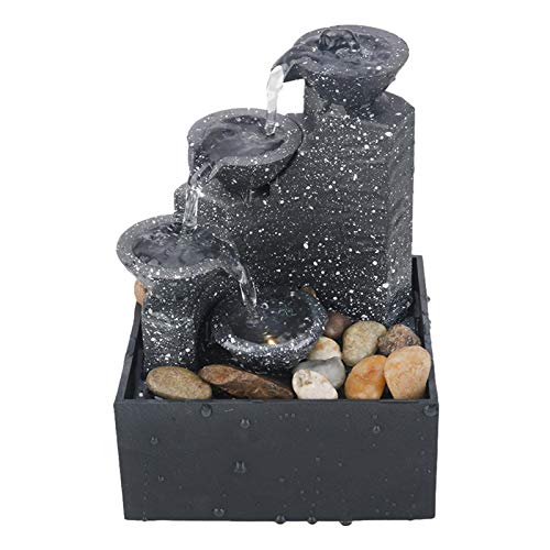 Zimmerbrunnen Tischbrunnen Wasserfall Mit LED-lichtern Klein Innenbrunnen Brunnen Zimmer Stein Deko FüR Home Office Desktop Tischbrunnen Ornament, 17cm von HLJS