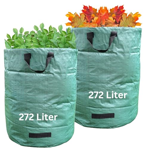 Gartenabfallsack 272 Liter stabiler Laubsack mit 2 Tragegriffen Gartensack platzsparend, faltbar und wiederverwendbar aus PP & HLKauf-Block (2er Gartenabfalltasche & 1x HLKauf-Block) von HLKauf