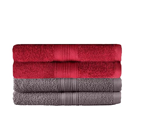 HLKauf NatureMark 4 TLG. FROTTIER Handtuch-Set |4X Handtücher 50 x 100 cm | Diverse Farbsets | + GRATIS Block (Farbe: Anthrazit/Bordeaux, Größe: 4 TLG. Frottier-Set) von HLKauf