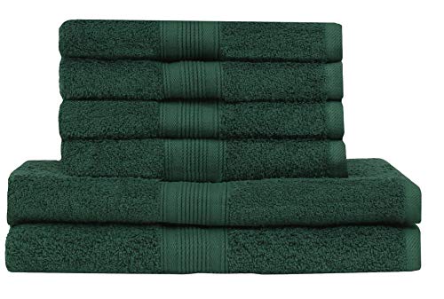 HLKauf NatureMark 6 TLG. |2X Duschtücher 70 x 140 cm & 4X Handtücher 50 x 100 cm | Diverse Farbsets | + GRATIS Block (Farbe: Dunkelgrün, Größe: 6 TLG. Frottier-Set) von HLKauf