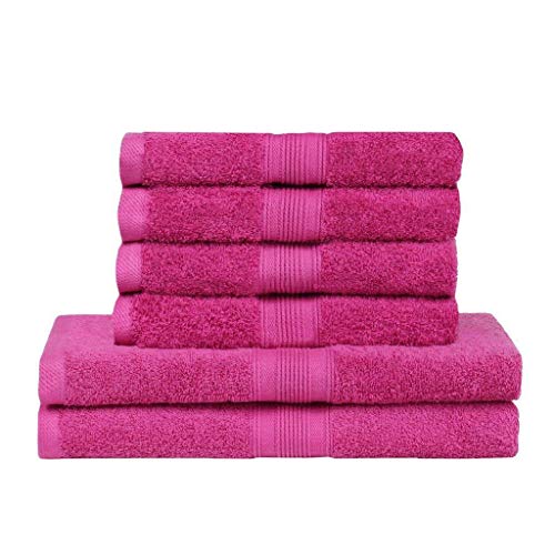 HLKauf NatureMark 6 TLG. |2X Duschtücher 70 x 140 cm & 4X Handtücher 50 x 100 cm | Diverse Farbsets | + GRATIS Block (Farbe: Pink, Größe: 6 TLG. Frottier-Set) von HLKauf