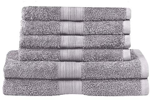 HLKauf NatureMark 6 TLG. |2X Duschtücher 70 x 140 cm & 4X Handtücher 50 x 100 cm | Diverse Farbsets | + GRATIS Block (Farbe: Silber, Größe: 6 TLG. Frottier-Set) von HLKauf
