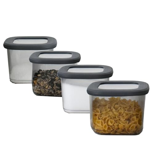 Vorratsdosen mit Deckel luftdicht diverse Sets Küchenorganizer Aufbewahrungsbox BPA frei stapelbare Vorratsbehälter für sämtliche Lebensmittel "wie Zucker Mehl und Müsli" (4x 550ml & 1x HLKauf-Block) von HLKauf
