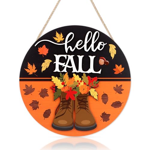 HLNIUC 3D Hello Fall Holzschild von HLNIUC