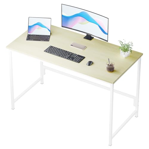 HLONONE Schreibtisch, Computertisch Kleiner Tisch, 100 x 55 x 74cm PC Tisch, Bürotisch für Büro, Arbeitszimmer, Schlafzimmer, Metallgestell, Moderner Einfacher, Hellbraun von HLONONE