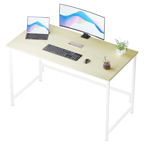 HLONONE Schreibtisch, Computertisch Kleiner Tisch, 115 x 55 x 74cm PC Tisch, Bürotisch für Büro, Arbeitszimmer, Schlafzimmer, Metallgestell, Moderner Einfacher, Hellbraun von HLONONE