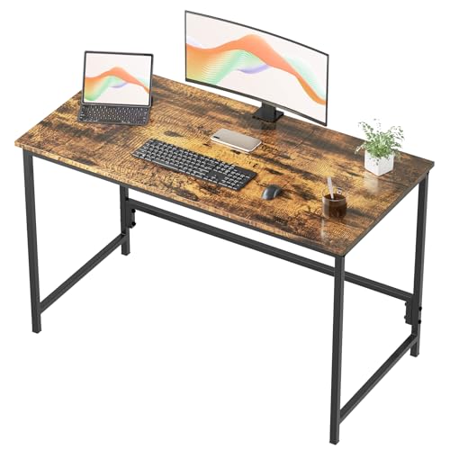 HLONONE Schreibtisch, Computertisch Kleiner Tisch, 115 x 55 x 74cm PC Tisch, Bürotisch für Büro, Arbeitszimmer, Schlafzimmer, Metallgestell, Moderner Einfacher,Vintagebraun von HLONONE