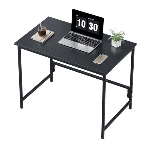 HLONONE Schreibtisch, Computertisch Kleiner Tisch, 80 x 40 x 74cm PC Tisch, Bürotisch für Büro, Arbeitszimmer, Schlafzimmer, Metallgestell, Moderner Einfacher, Schwarz von HLONONE