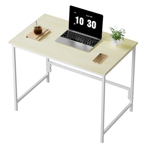 HLONONE Schreibtisch, Computertisch Kleiner Tisch, 80 x 50 x 74cm PC Tisch, Bürotisch für Büro, Arbeitszimmer, Schlafzimmer, Metallgestell, Moderner Einfacher, Hellbraun von HLONONE