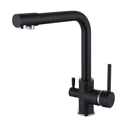 3 -Wege -Küchenspüle Hahn mit 2 Wasserauslässen 360 ° rotieren 3in1 -Mixer -Wasserhahn für Wasserfilter Gold und schwarze dauerhafte Küchenleuchte für den Heimgebrauch Aqiong von HLRTBCN