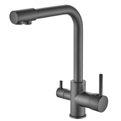 3 -Wege -Spülbeckenmischer Tap Triflow Wasserfilter Wasserhahn 3 in 1 Trinkhahn mit zwei Hebelpistolen Metal Grau ideal für Home & Office -Nutzung Stylish & Funktional Aqiong von HLRTBCN