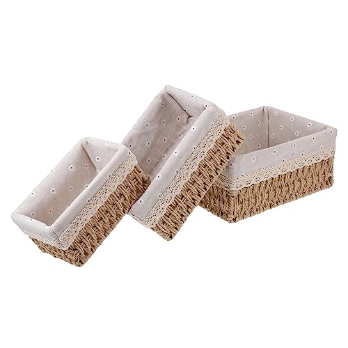 3PCS-Kleinmänner organisieren Körbe gewebte Aufbewahrungskörbe Mehrzwecklager Haushalt Rattan gewebte Tabletts Aqiong von HLRTBCN