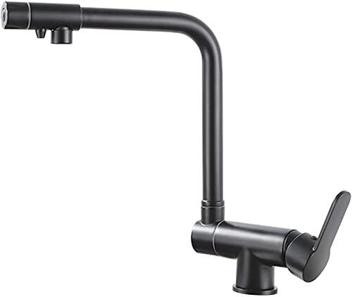 3way -Filter Küchenarmatur 360 ° Dreh 3in1 Mischhahn Tippen Sie auf ein Hebelspüle Wasserhahn Wasserfilter kompatibler modernes schwarzes Design Aqiong von HLRTBCN