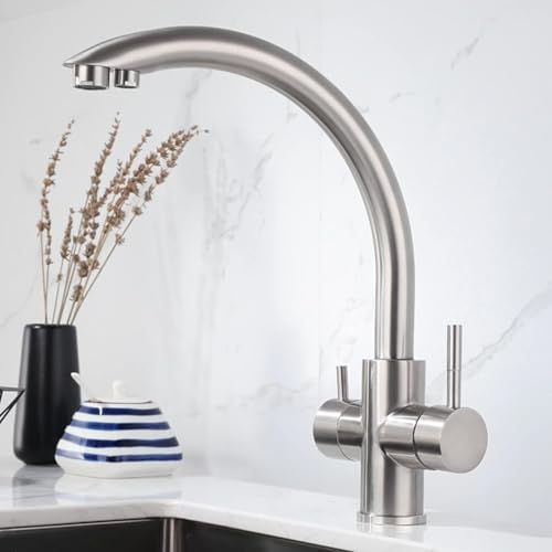 3way -Küchenarmatur gebürstet Edelstahl Wasserfilter TAP Modernes Design Langlebige einfache Installation perfekt für Home & Restaurant Verwenden Sie hochqualifizierte Küchenzubehör Aqiong von HLRTBCN