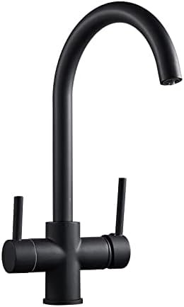 3way -Küchenspüle Tap3 in 1 Trinkwassermischer mit 360 ° Drehspot Dual Hebel Chrom & Black FinishEffiction Wasserfilter für den Heimgebrauch Aqiong von HLRTBCN