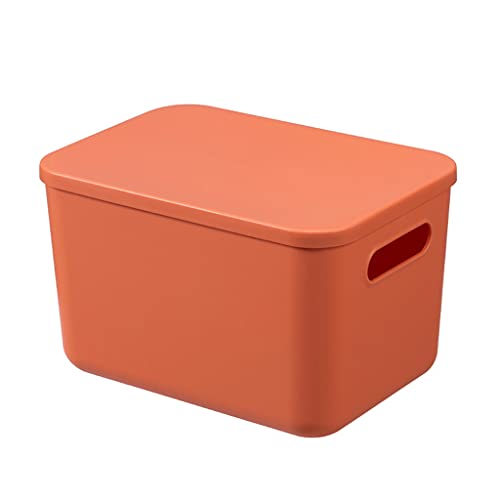 Aufbewahrungsbox mit Deckel, Farbplastik Snack Bin Desktop Organizer Küchenspielzeug Kleidung Tragbarer Lagerkorb, für Home Office -Aufbewahrung (Farbe: Weiß, Größe: 6.3 * 7,1 * 10,2 cm) (Orange 6.3 von HLRTBCN