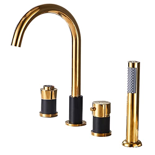 Badezapfhaken mit Duschaufsatz -Set -Mixer -Duschhitzel für Bad, Badezimmerhitzelmixer mit Duschset Gold+Schwarz (Gold+Schwarz A) Aqiong von HLRTBCN