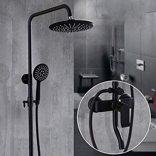 Badezimmer Kupfer kann angehoben werden Retro Black Dusch Set Hand Duschsystem In-Wand Hausmatt Matte Runde Spray Booster Duschhahn schön praktisch Aqiong von HLRTBCN
