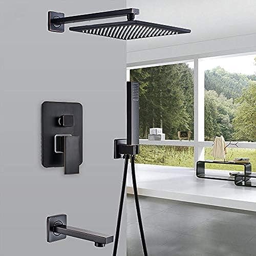 HLRTBCN Badezimmer Wasserhahn schwarzer Bronze Regen Dusche Bad Wasserhahn Wandmontage Badewanne Duschmischmischhaut Tap Badezimmer Duschhahn Dusche Set 12 Zoll Duschset, 8-Zoll-Duschset Set Aqiong von HLRTBCN