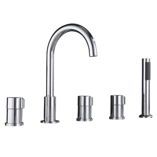 Badmixer Zapfhähne mit Duschbad Duschmischer Tipp Set Bad Mixer Tap Badewanne TAP GOLD+Schwarz (Chrom a) Aqiong von HLRTBCN