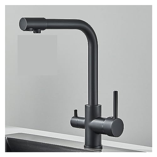 Chrom schwarzer grauer Wasserfilter -Küchenarmaturmischer - heißes und kaltes Trinkwasserhahn - Stylischer Spülenhahn mit fortschrittlichem Filtrationssystem für sauberes sicheres Trinkwasser Aqiong von HLRTBCN