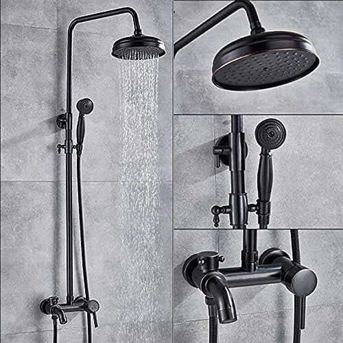 Chromniederschlag Duscharmäuren Set Wandhalterung Badezimmer Duschsystem Eingang 3-Wege-Mixer Tap Bad Duschmixer-Bronze Schwarz A, Chrom, Sprinkler Aqiong von HLRTBCN