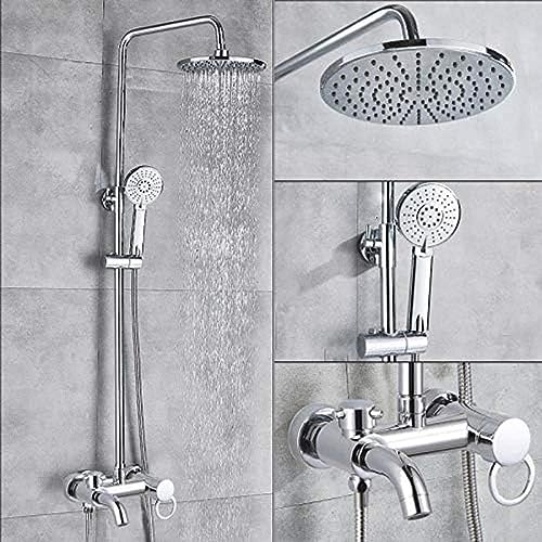 Chromniederschlag Duscharmäuren Set Wandhalterung Badezimmer Duschsystem Eingang 3-Wege-Mixer Tap Bad Duschmixer-Bronze Schwarz A, Chrom, Sprinkler Aqiong von HLRTBCN