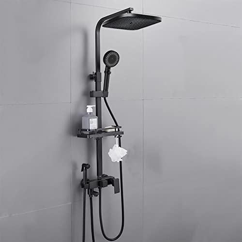 Duschkits, Badezimmer Duschkopf und Wasserhahn Set Schwarzes Messing Drei Modi Höhe Verstellbares heißes und kaltes Wasserhahn schwarzes Badezimmer -Duschhahn, schwarz B (Schwarz A A) Aqiong von HLRTBCN