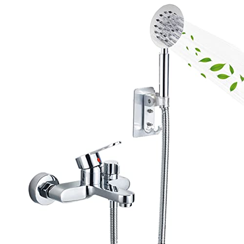 HLRTBCN Duschsystem Badezimmer Dual-Funktion Duscharmatur Set mit Handheld Mixer Duschkombination Wandmontage Duschkit mit Ventil, Chrom (e) Aqiong von HLRTBCN