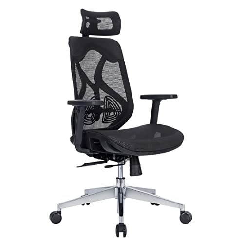 Ergonomic Office Chair Desk Vorsitzender, Bürostuhl High Back Computer LECLINER STUHR mit atmungsaktivem Mesh -Verstellbarer Lumbalunterstützung für Task -Stuhl für Studienbüro (Schwarz) Aqiong von HLRTBCN
