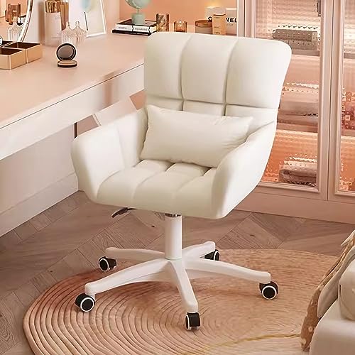 Ergonomic Office Chair Velvet Home Office Stuhl mit Rädern für Mädchen moderner niedlicher Schreibtischstuhl für Frauen Schwenkakent Sessel mit Kissen für Schlafzimmer rosa Eitelkeitsstuhl Aqiong von HLRTBCN