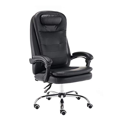 Ergonomischer Bürostuhl High-Back Leather Executive Verstellbarer Bürodrehstuhl mit Zaubernden Leder-Bürostuhl großer Schreibtischbedienstuhl (schwarz, Größe: ohne Hocker) Aqiong von HLRTBCN