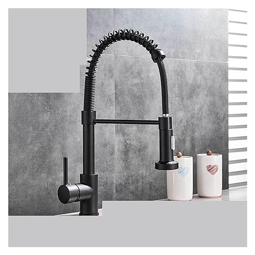 Gebürstete schwarze Küchenarmatur Chrom Messing Waschbeckenmischer mit Pulldown Sprühgerät heiß und kaltes Wasserhahn modernes Design für Küchenspüle Langlebig und stilvoll Aqiong Gebürstete schwarze Küchenarmatur Chrom Messing Waschbeckenmischer mit Pulldown Sprühgerät heiß und kaltes Wasserhahn modernes Design für Küchenspüle Langlebig und stilvoll Aqiong von HLRTBCN
