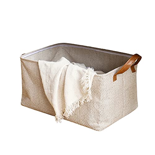 Gewebte Aufbewahrungsbox, Baumwollwäsche Snack Box Desktop Organizer Küchenspielzeug Kleidung Tragbarer Speicherkorb für Home Office -Aufbewahrung (Farbe: Blended Jute, Größe: 10.2 * 18,9 * 13in) von HLRTBCN