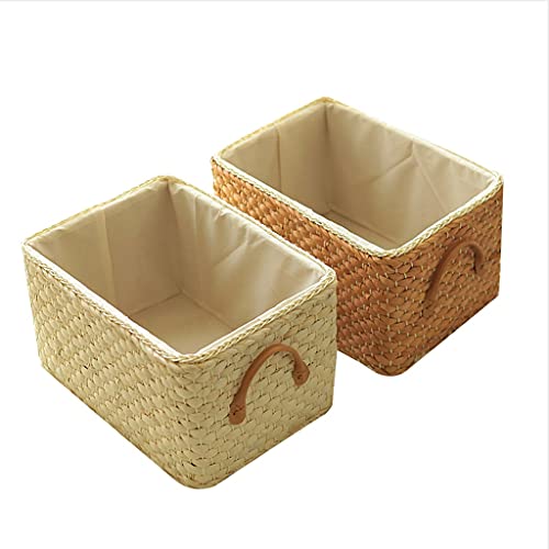 Gewebte Aufbewahrungsbox, stationärer Snack Box Desktop Organizer Küchenspielzeugkleidung tragbarer Aufbewahrungskorb, in Home Office Garderobe Aufbewahrung (Farbe: Hellbraun, Größe: 10.2 * 7,1 * von HLRTBCN