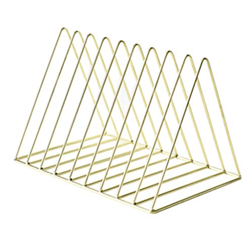 HLRTBCN Bücherregal Desktop Metal Bookshelf Triangle Einfache Bücherregalbücher Zeitung Home Storage Rack Bookshelf (Farbe: Gold) Aqiong von HLRTBCN