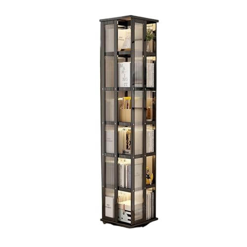HLRTBCN Bücherregal Home rotierendes Bücherregal, Floor Typ Multifunktionales Regal, Wohnzimmer Moderne einfache Mehrschicht-Speicherregal-Buchhandlung (Schwarz, L) Aqiong von HLRTBCN