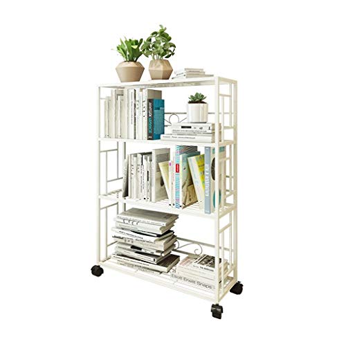 HLRTBCN Bücherregal Metal 4-Tier-Bücherregale Display Stand Metal Mesh einfache Schuhgepäckträger im Innen- und Außenbereich für Innen- und Einzelhandelsgeschäfte (Weiß) Buchhandel Aqiong von HLRTBCN