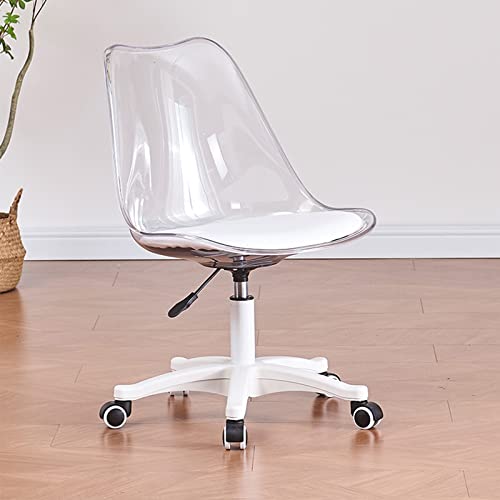 HLRTBCN Bürostuhl transparentes Acryl ohne Armlehnen, 360 ° Dreh-, Höhenverstellbarer, ergonomischer Computerstuhl, Moderne süße Schreibtischstühle mit Rollen Aqiong von HLRTBCN