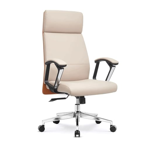 HLRTBCN Ergonomic Office Chair Arbeit High Rücken Computer Schreibtisch, Lederverstellbarer Höhe moderner Executive Drehaufgabe mit gepolsterten Armlehnen Komfort Aqiong von HLRTBCN